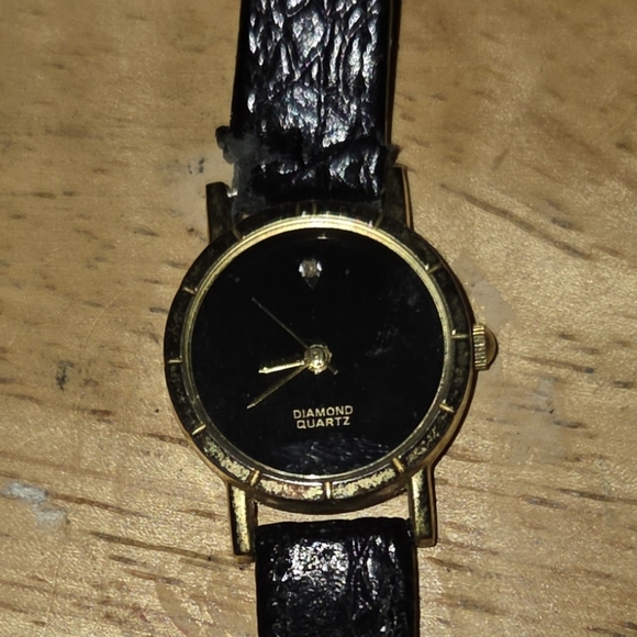 Seiko Other - Seiko Black and Gold Vintage-Inspired Leather Watch